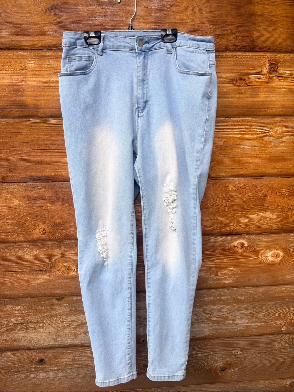 SHEIN Light Blue Distressed Skinny Jeans